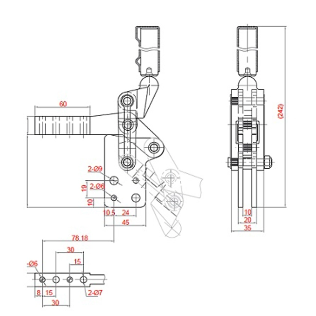 Vendita online Bloccaggio saldabile serie pesante base dritta maniglia saldabile 710 Kg.